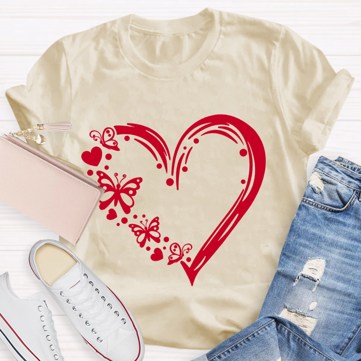 Valentine Heart with Butterfly T-Shirt