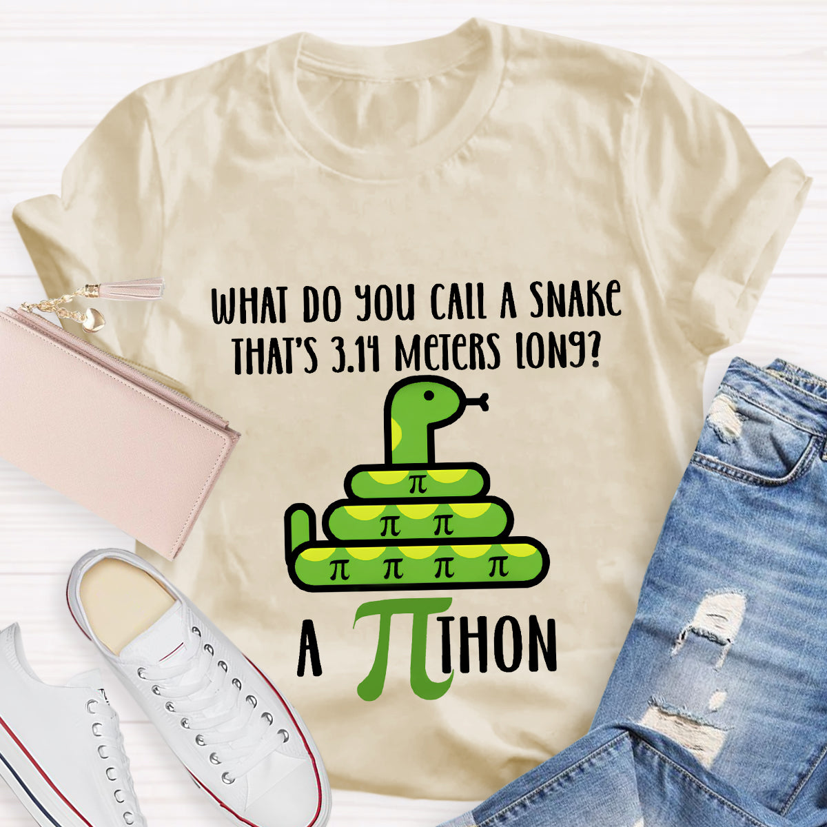 What Do You Call A Snake That'S 3.14 Meters Long Funny Pi Day T-Shirt