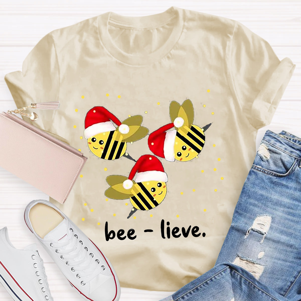 Cute Christmas Bee-lieve T-Shirt