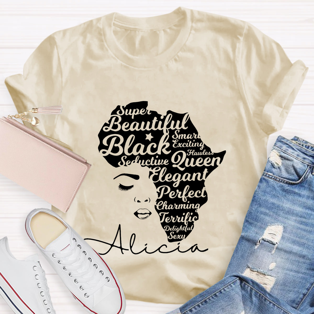 Personalized Name Beautiful Queen T-Shirt