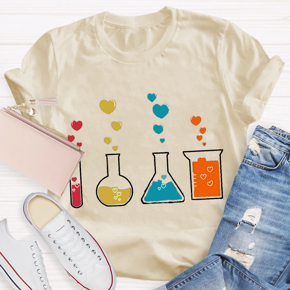 Cute Chemistry Hearts Teacher T-Shirt