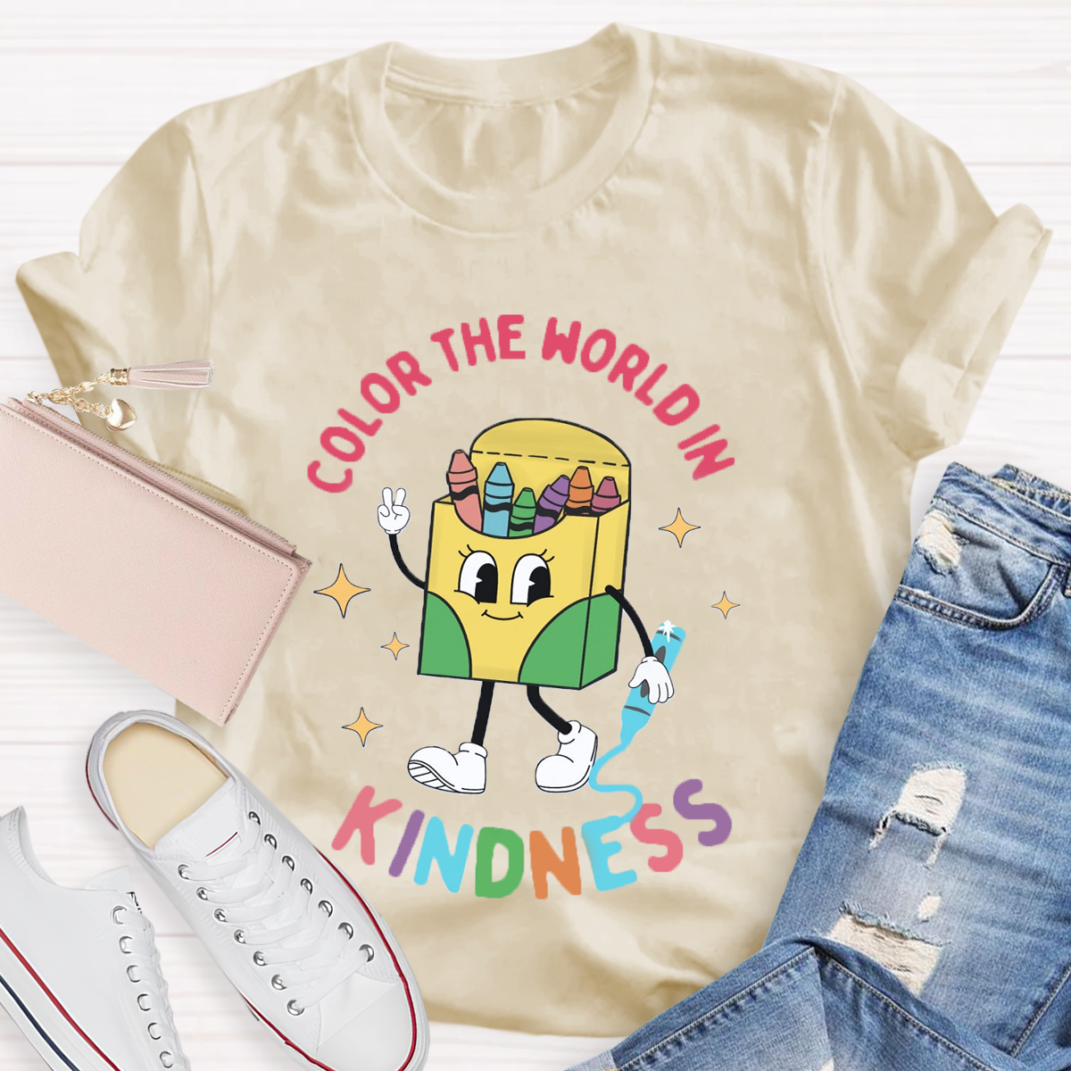 Color the World in Kindness Teacher T-Shirt