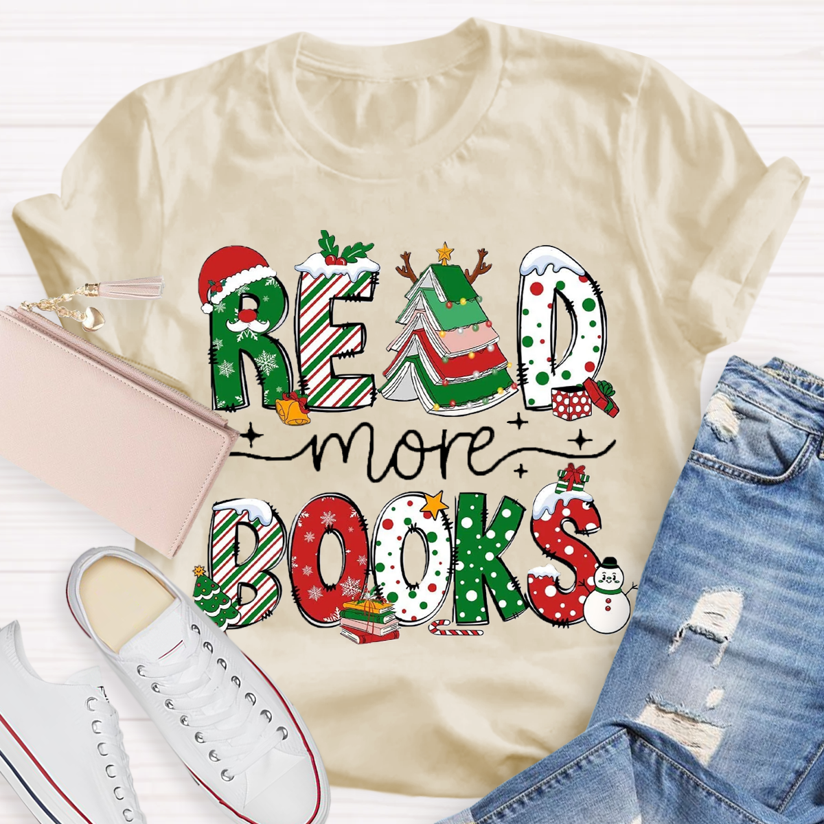 Read More Books Christmas Teacher T-Shirt