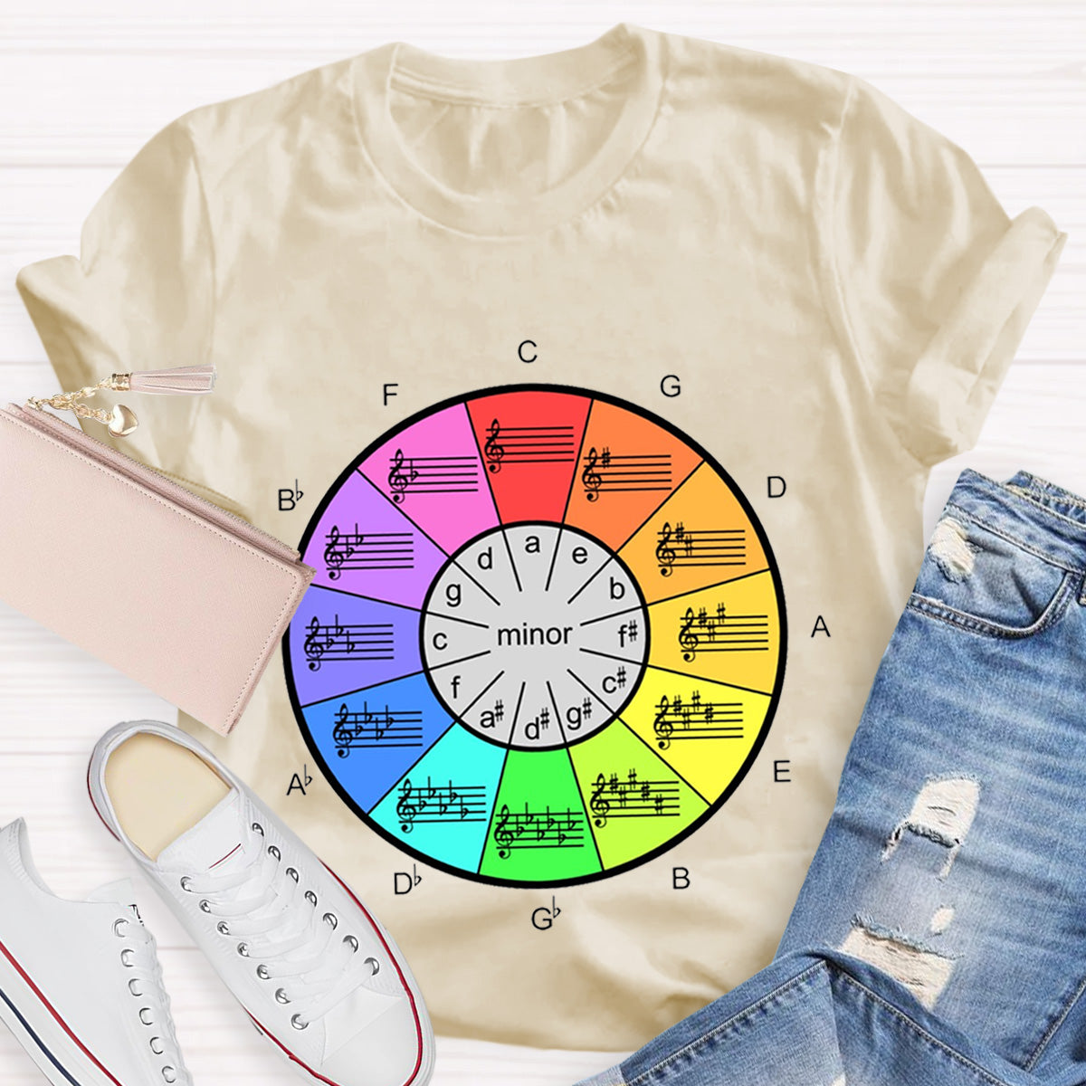 Circle Of Fifths Color Wheel For Music Artists Teacher T-Shirt