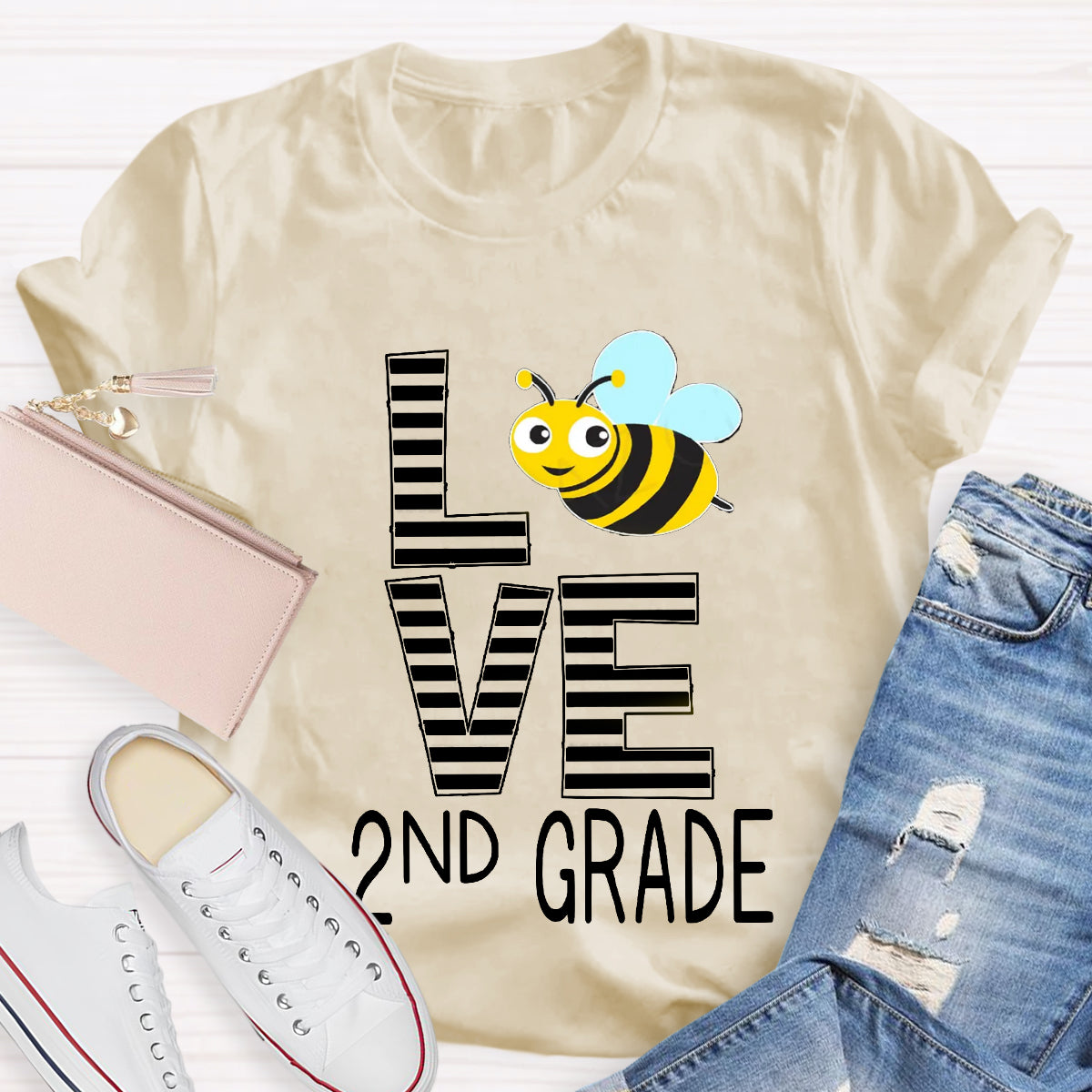 Personalized Grade Bee Love Teacher T-Shirt