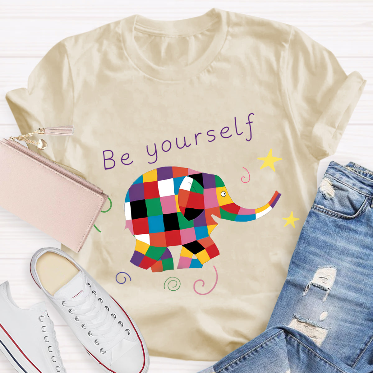 Be Yourself Rainbow Elephant T-Shirt