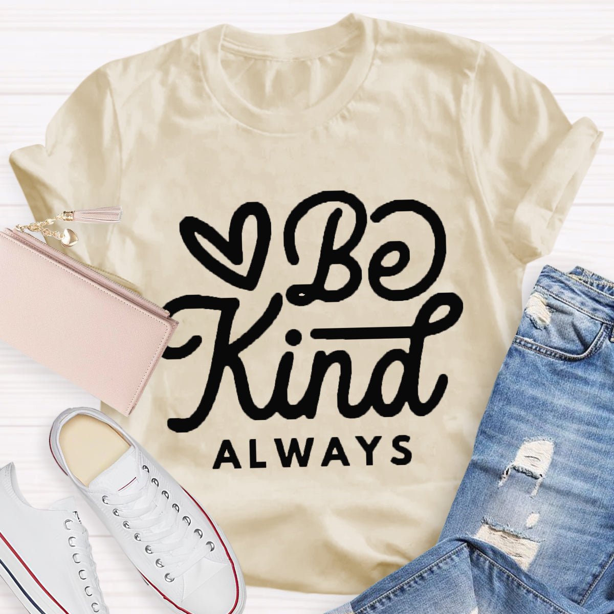 Be Kind Always Heart Printed T-Shirt