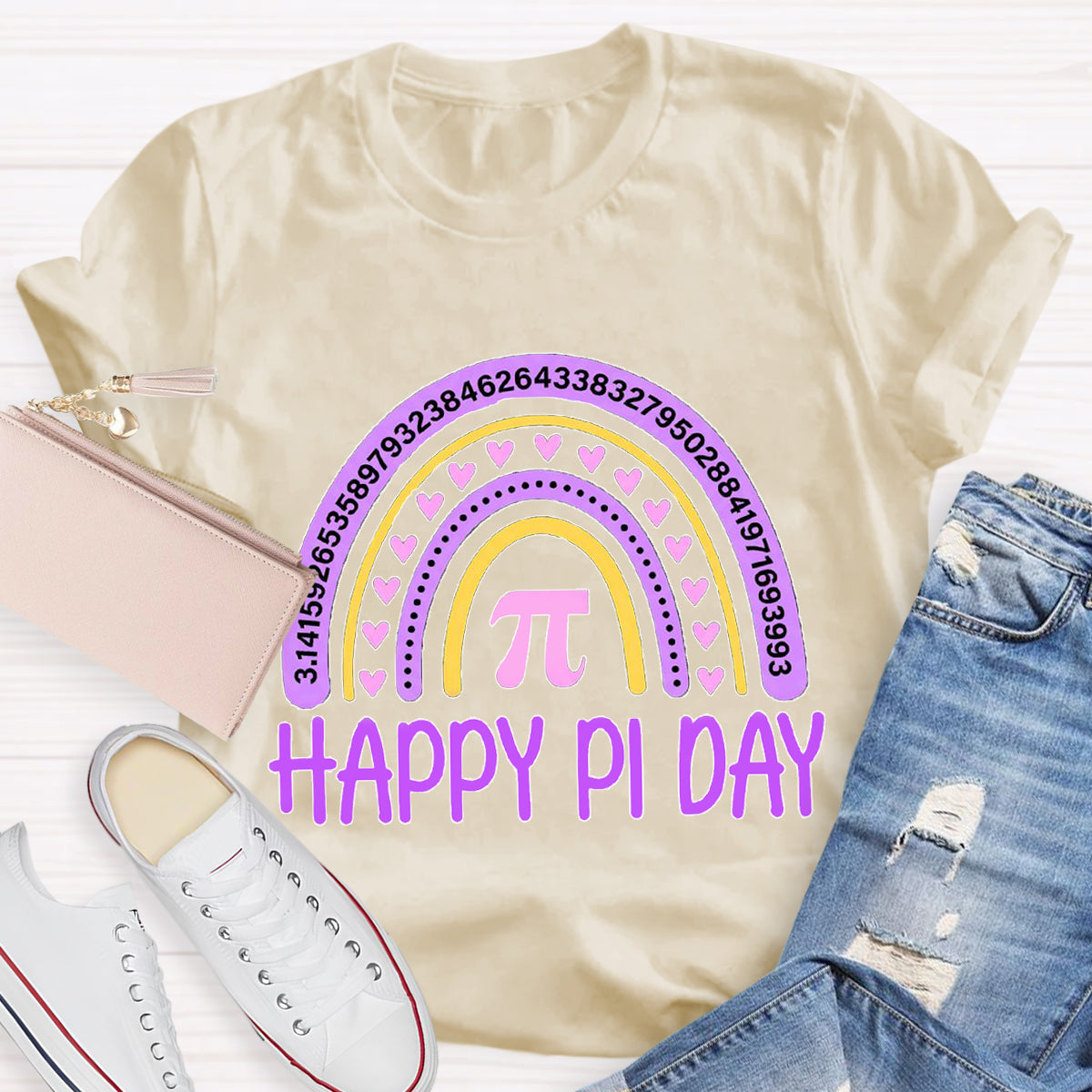 Happy Pi Day Purple Rainbow T-Shirt