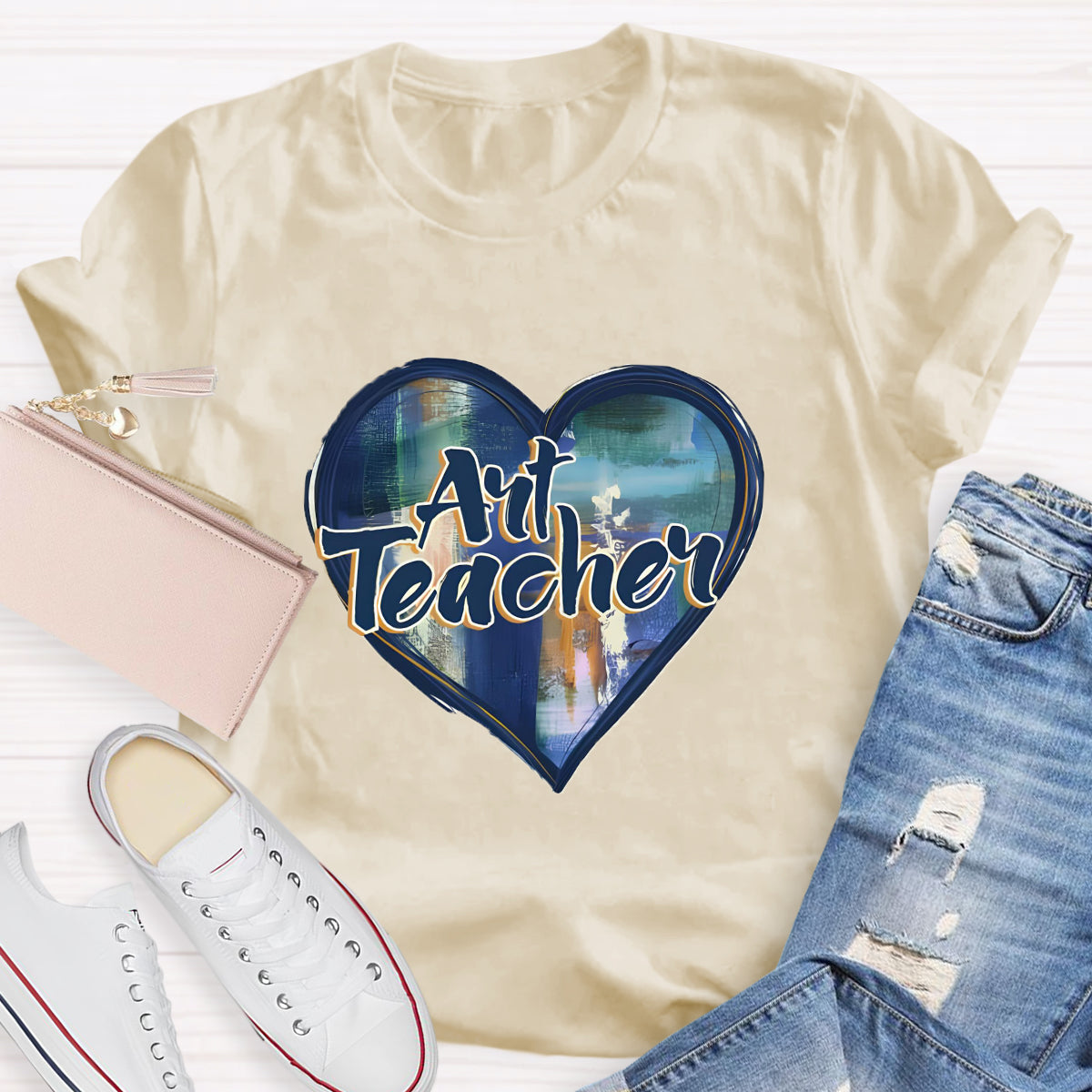 Printing Art Teacher Heart T-Shirt