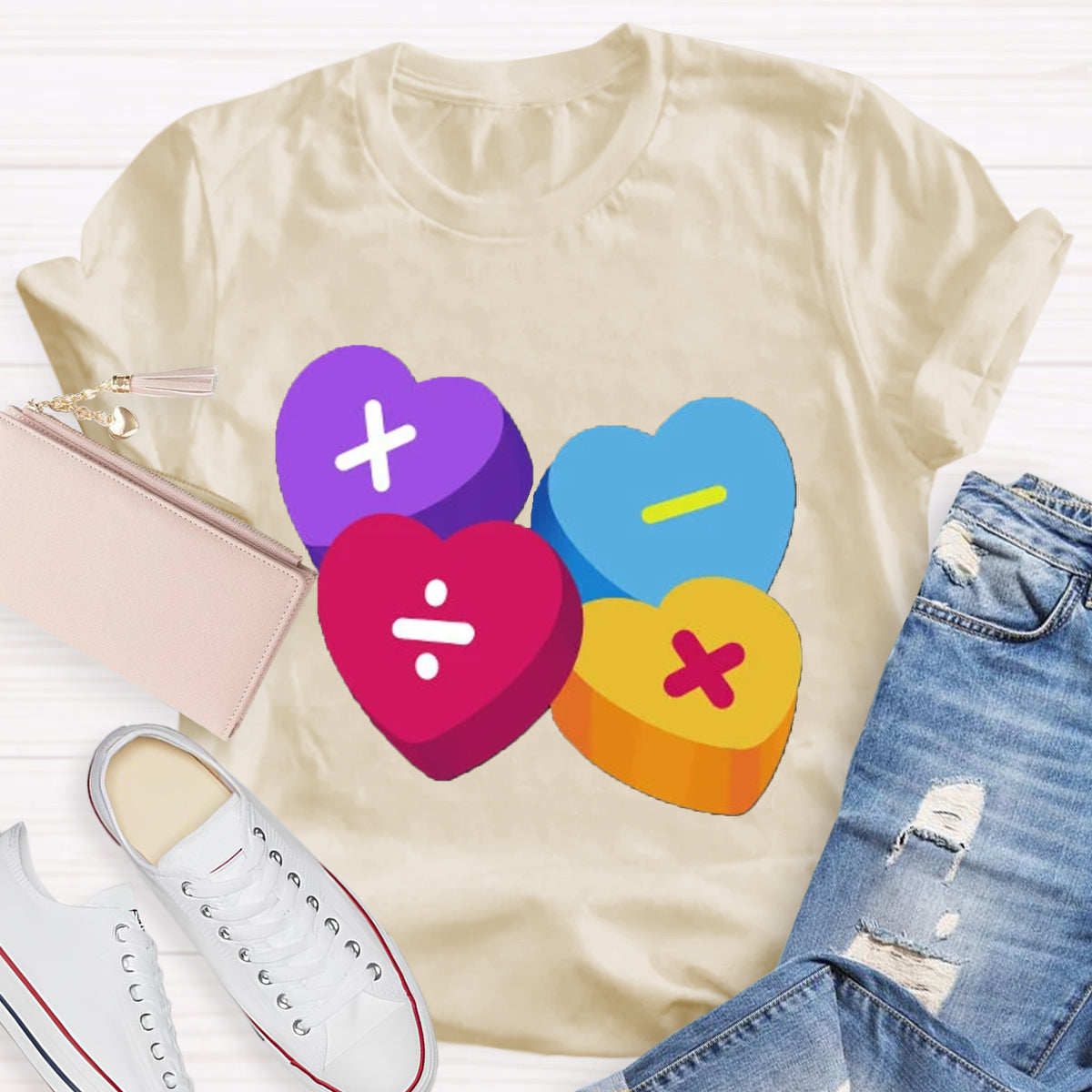 Heart Of Math Teacher T-Shirt