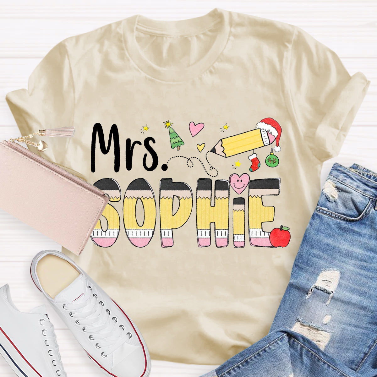 Personalized Christmas Name Sophie Teacher T-Shirt