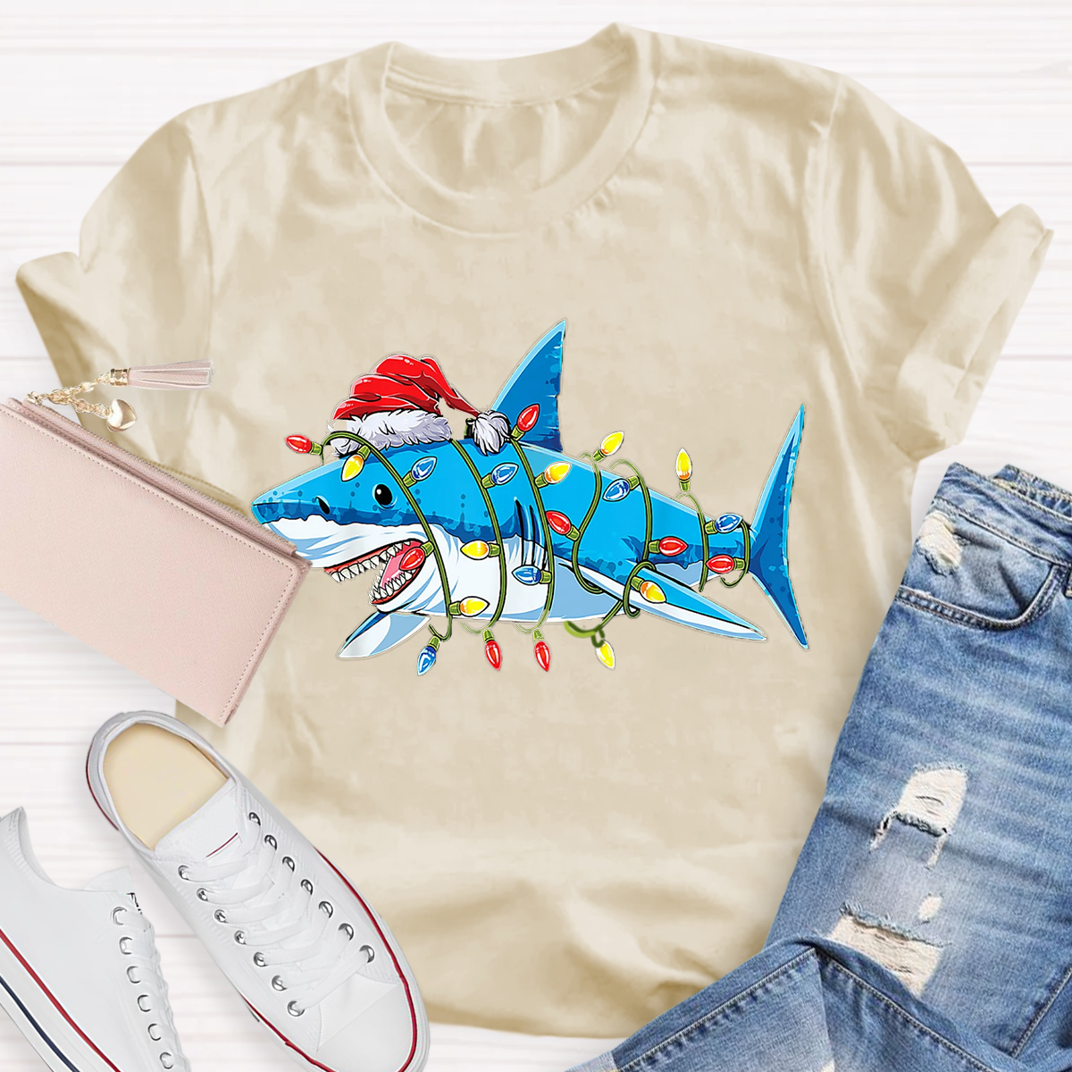 Christmas Shark Lights T-Shirt