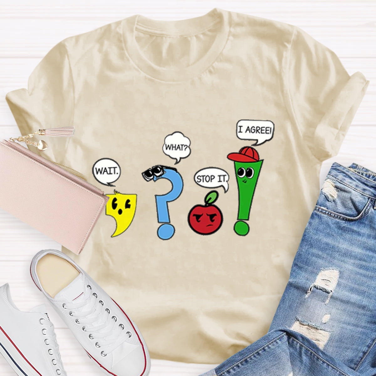 Wait What Stop It I Agree Funny Grammar Teacher T-Shirt