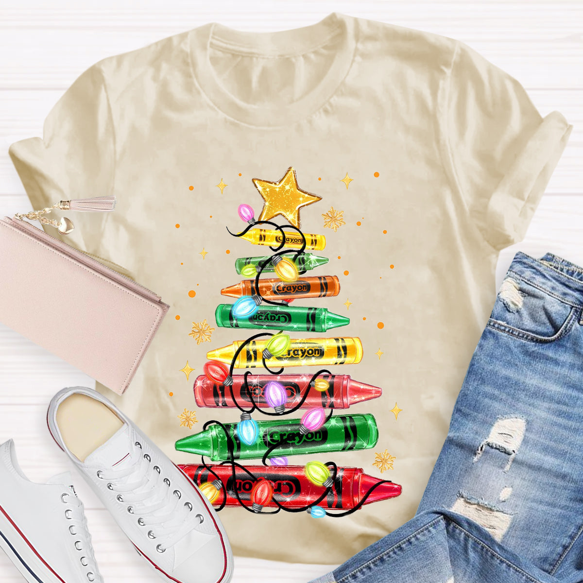 Christmas Crayon Tree  T-Shirt