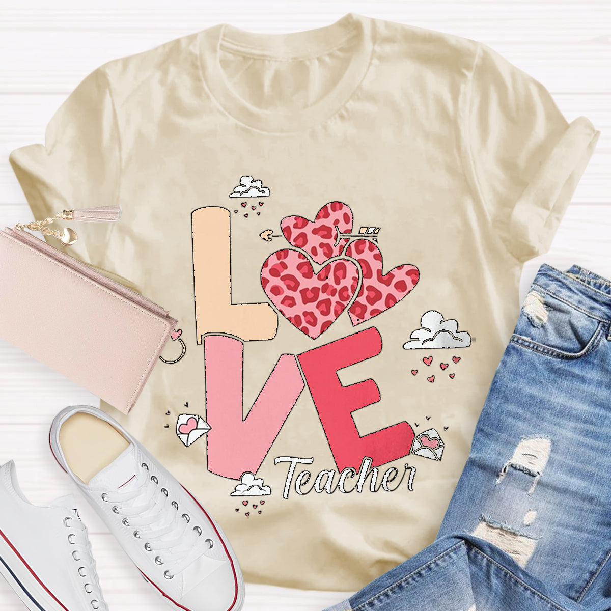 Valentine's Love Heart Teacher T-Shirt