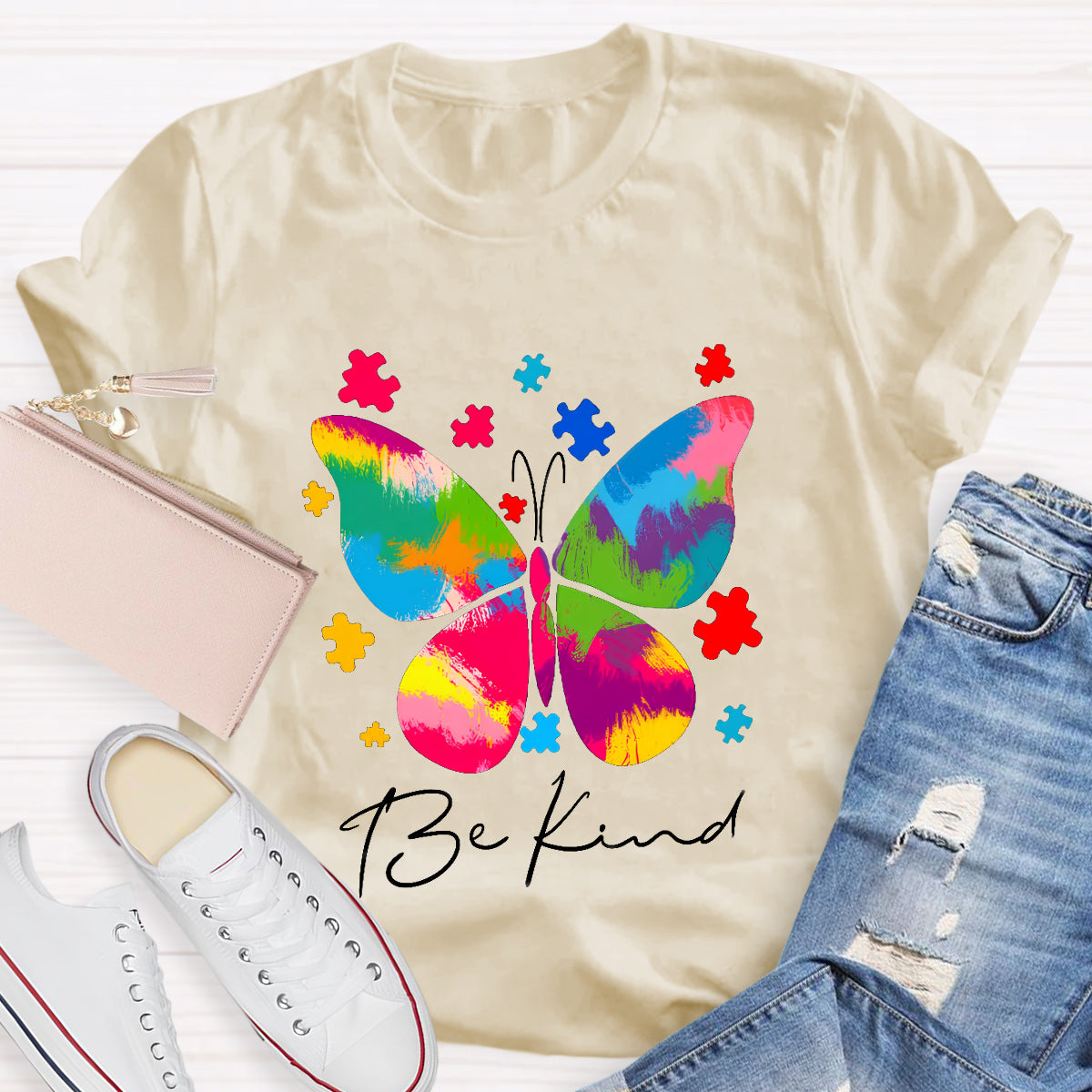 Be Kind Butterfly Teacher T-Shirt