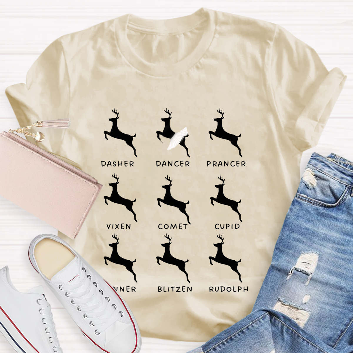 Dancing Reindeer Teacher T-Shirt