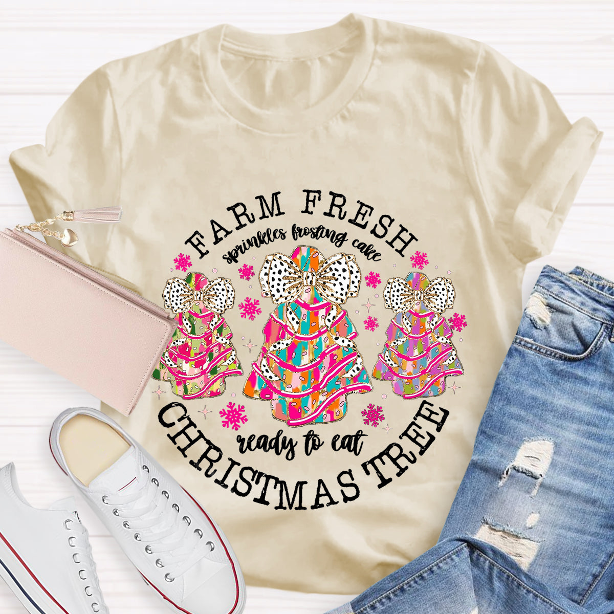 Farm Fresh Christmas Tree Spirals Frosting Cake Ready To Eat T-Shirt