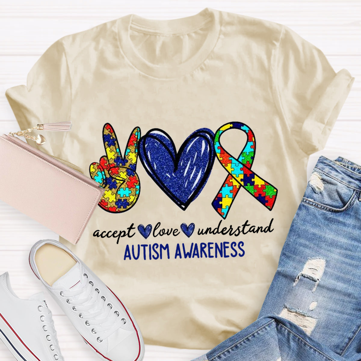 Teach Accept Understand Love Autism Awareness Teacher T-Shirt