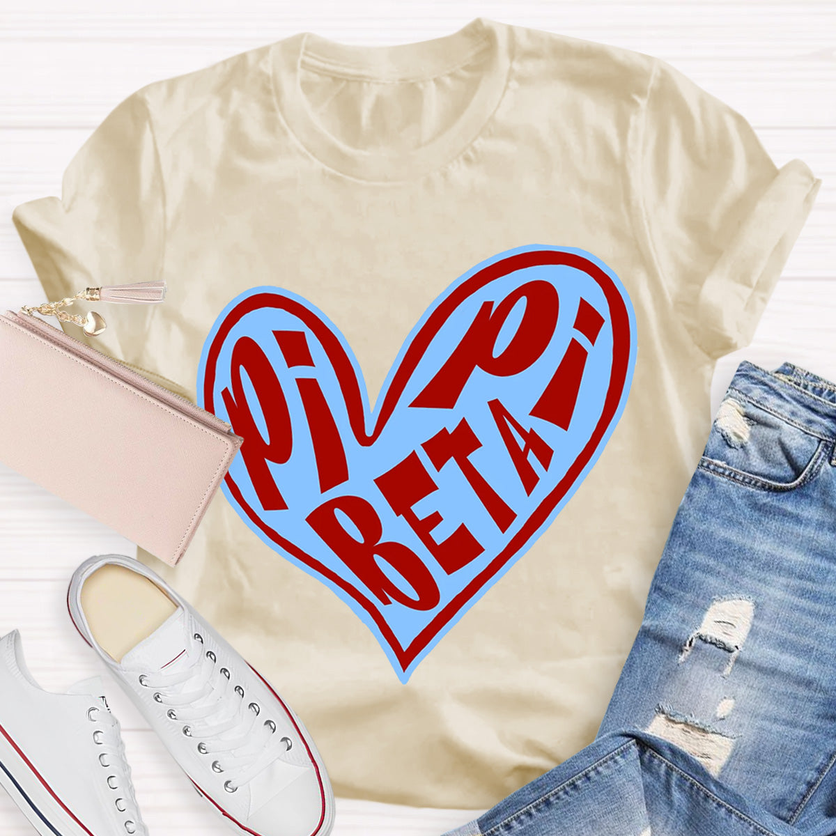 Pi Beta Pi Funky Heart Teacher T-Shirt