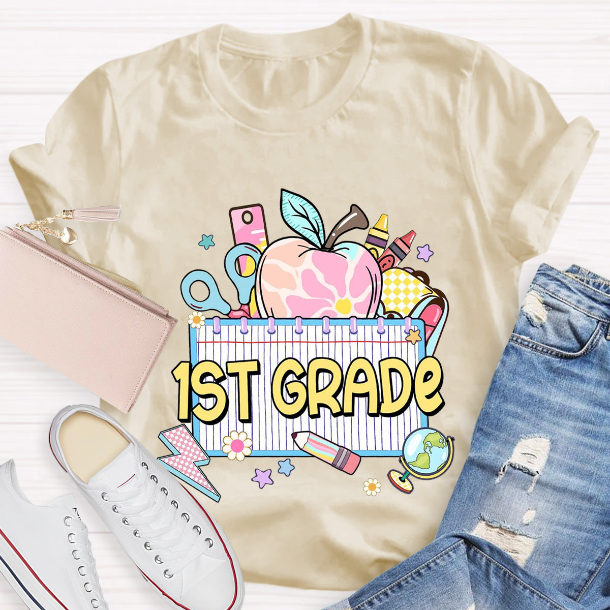 Personalized Grade Teacher Books Apple T-Shirt