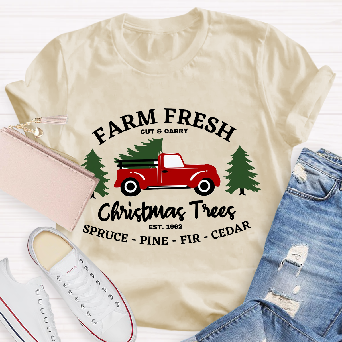 Farm Fresh Christmas Tree Teacher T-Shirt