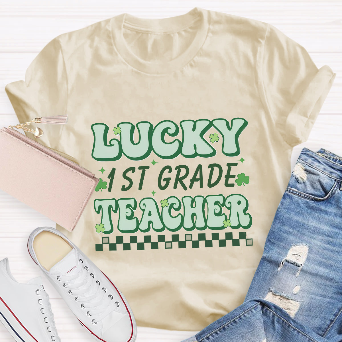 Personalized Grade Lucky Teacher T-Shirt