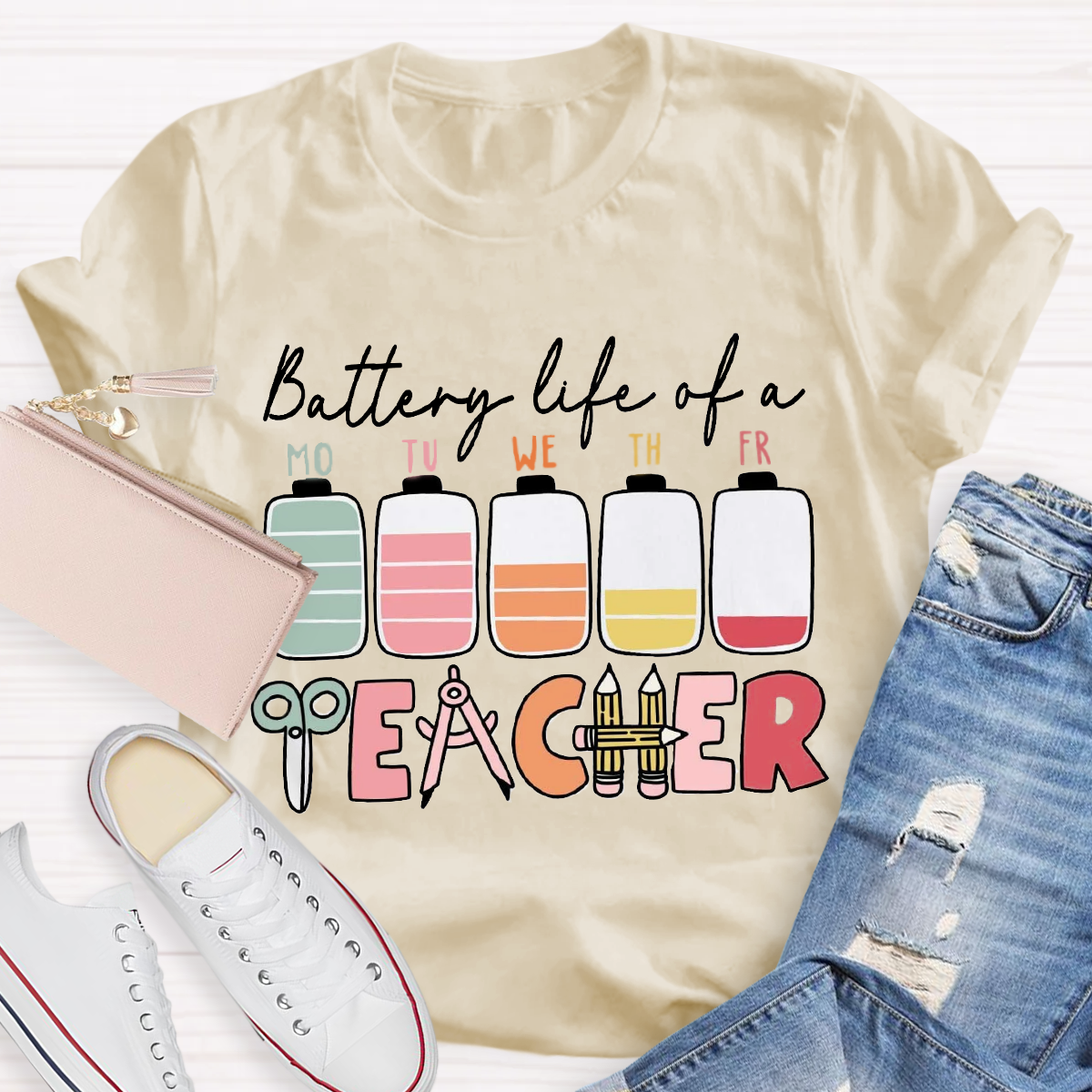 Battery Life Of A Teacher T-Shirt