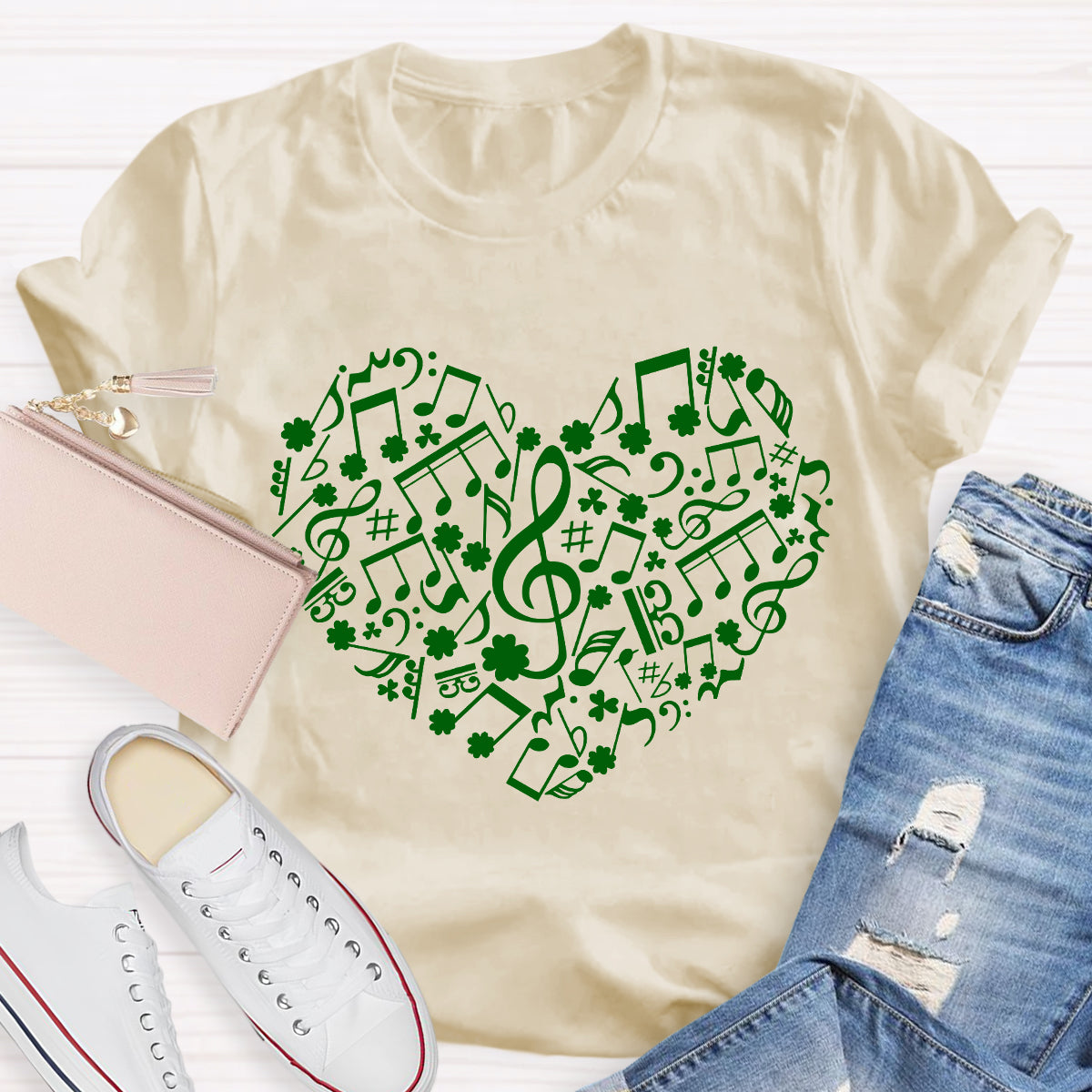 Love Music Notes Shamrock T-Shirt