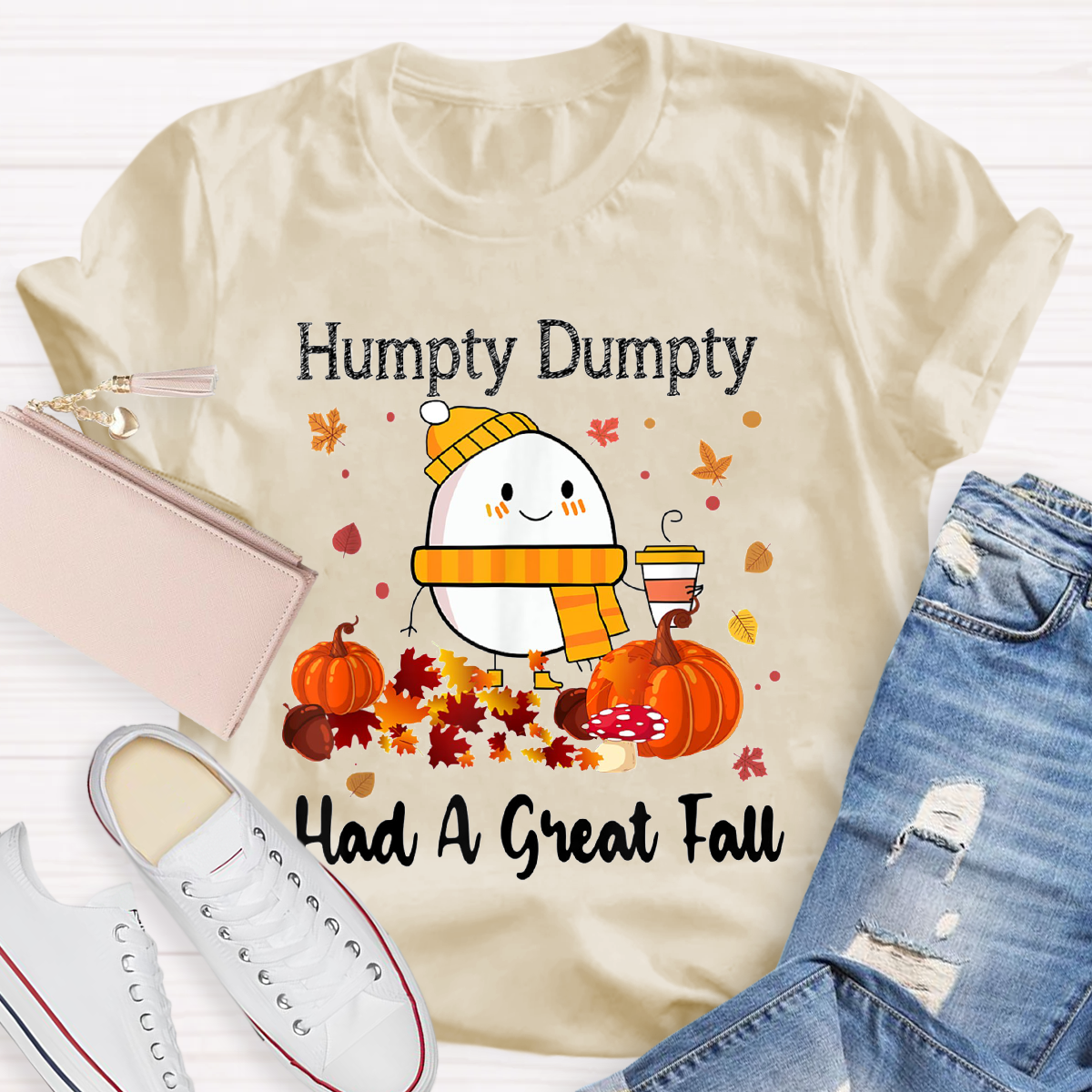 Humpty Happy Autumn Happy Fall Pumpkin T-Shirt