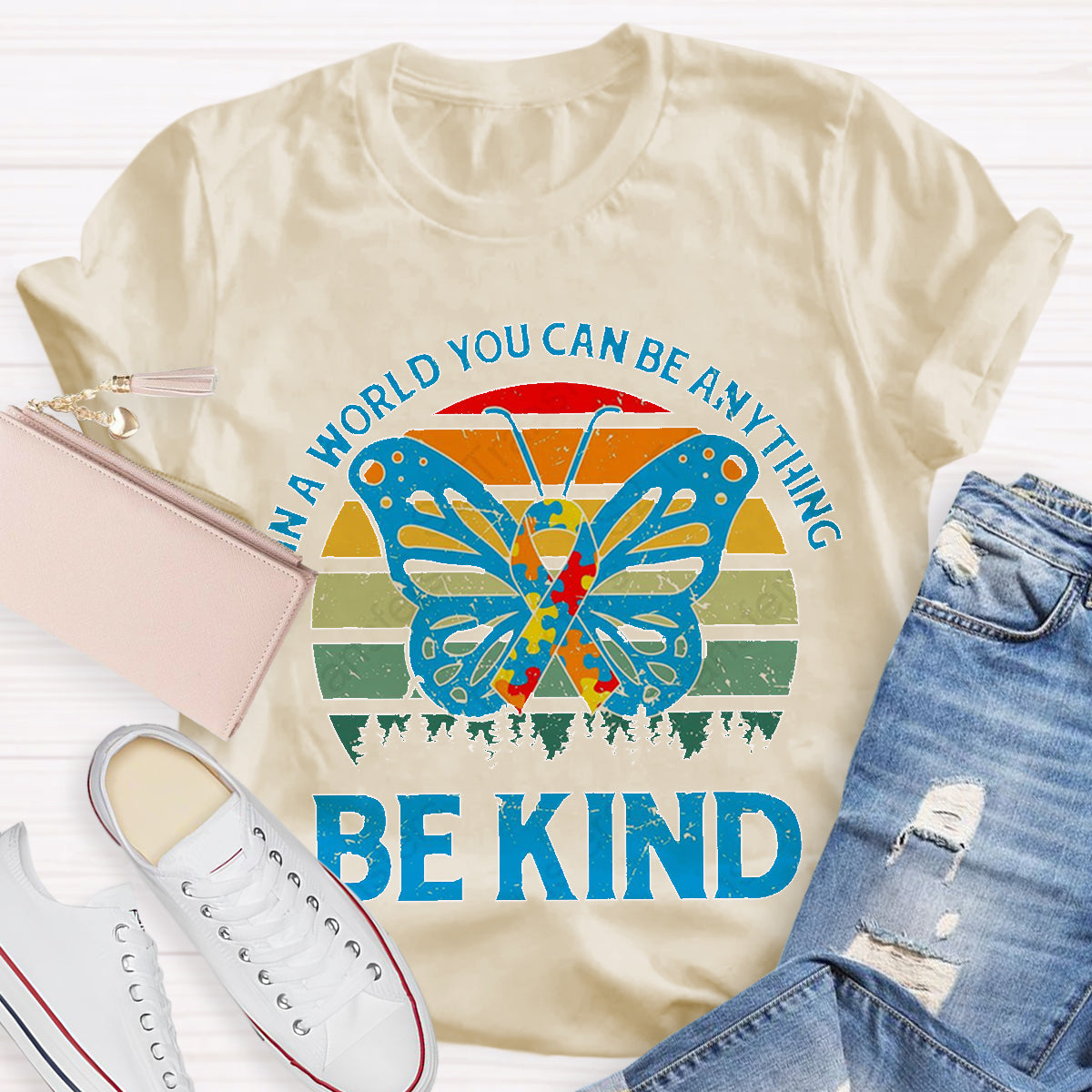 In A Word You Can Be Anything Be Kind Teacher T-Shirt