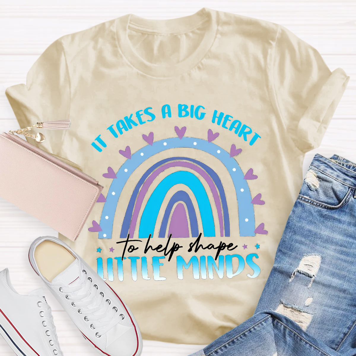 It Takes A Big Heart To Help Little Minds Rainbow T-Shirt