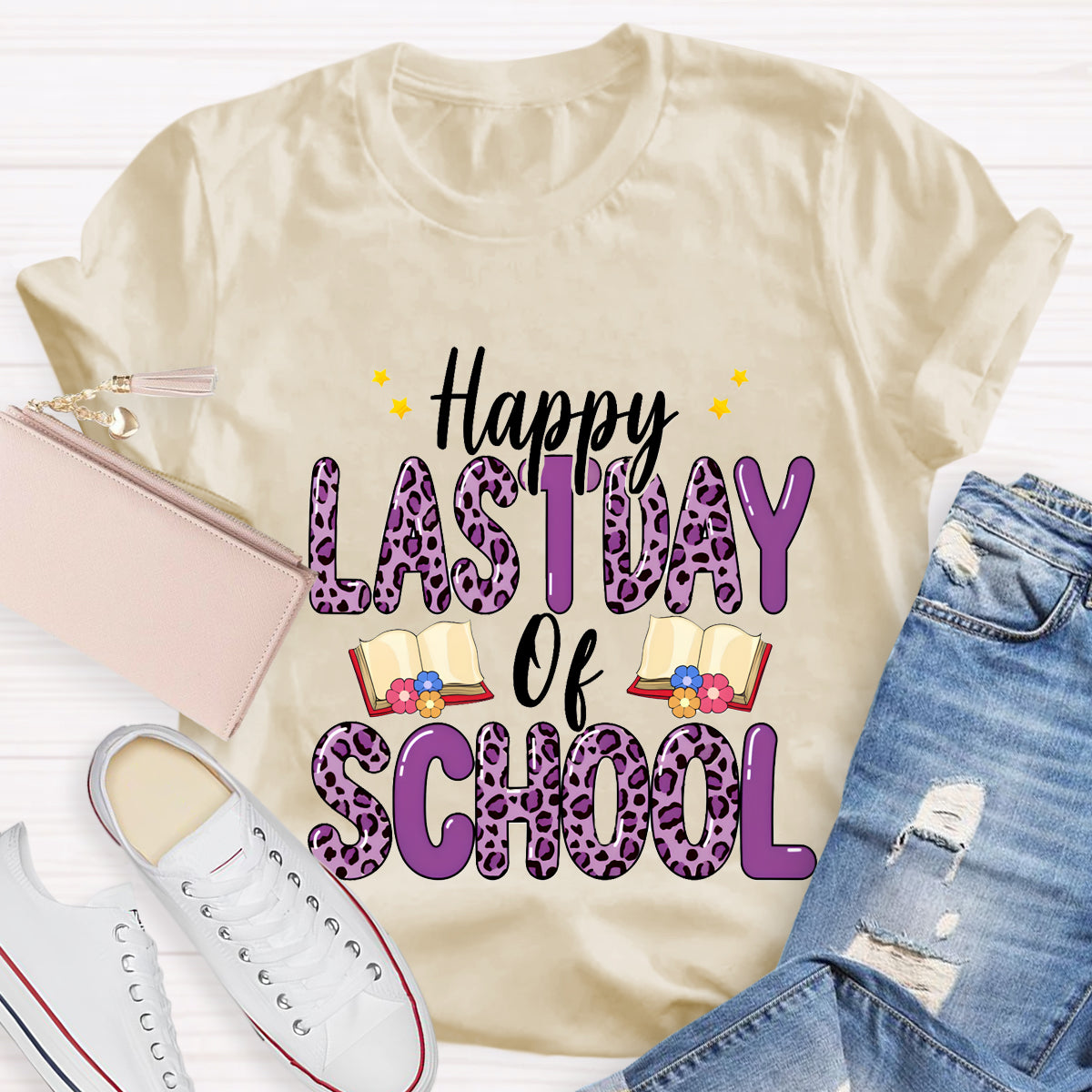 Happy Last Day Of School Purple Printed T-Shirt