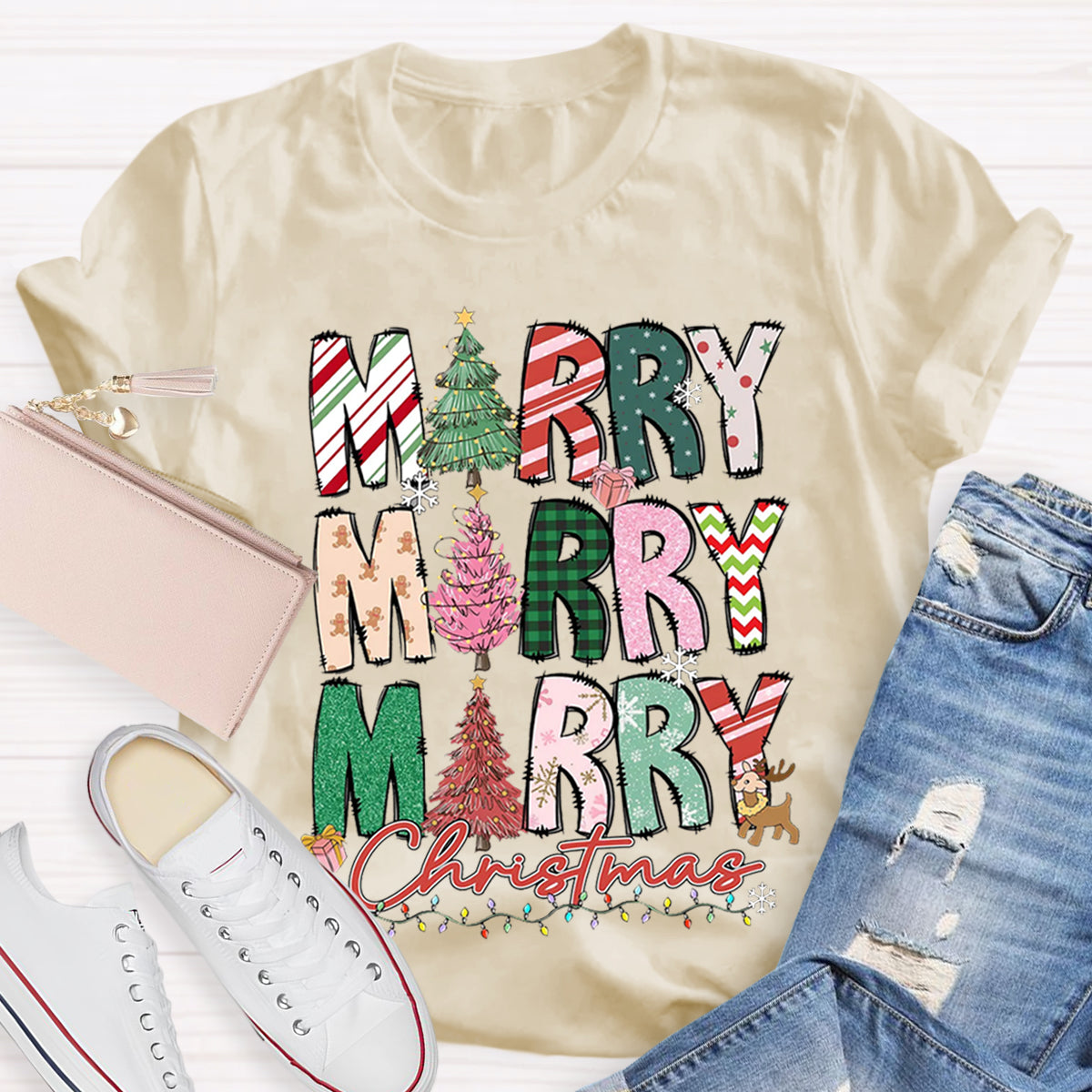 Merry And Bright Teacher T-Shirt