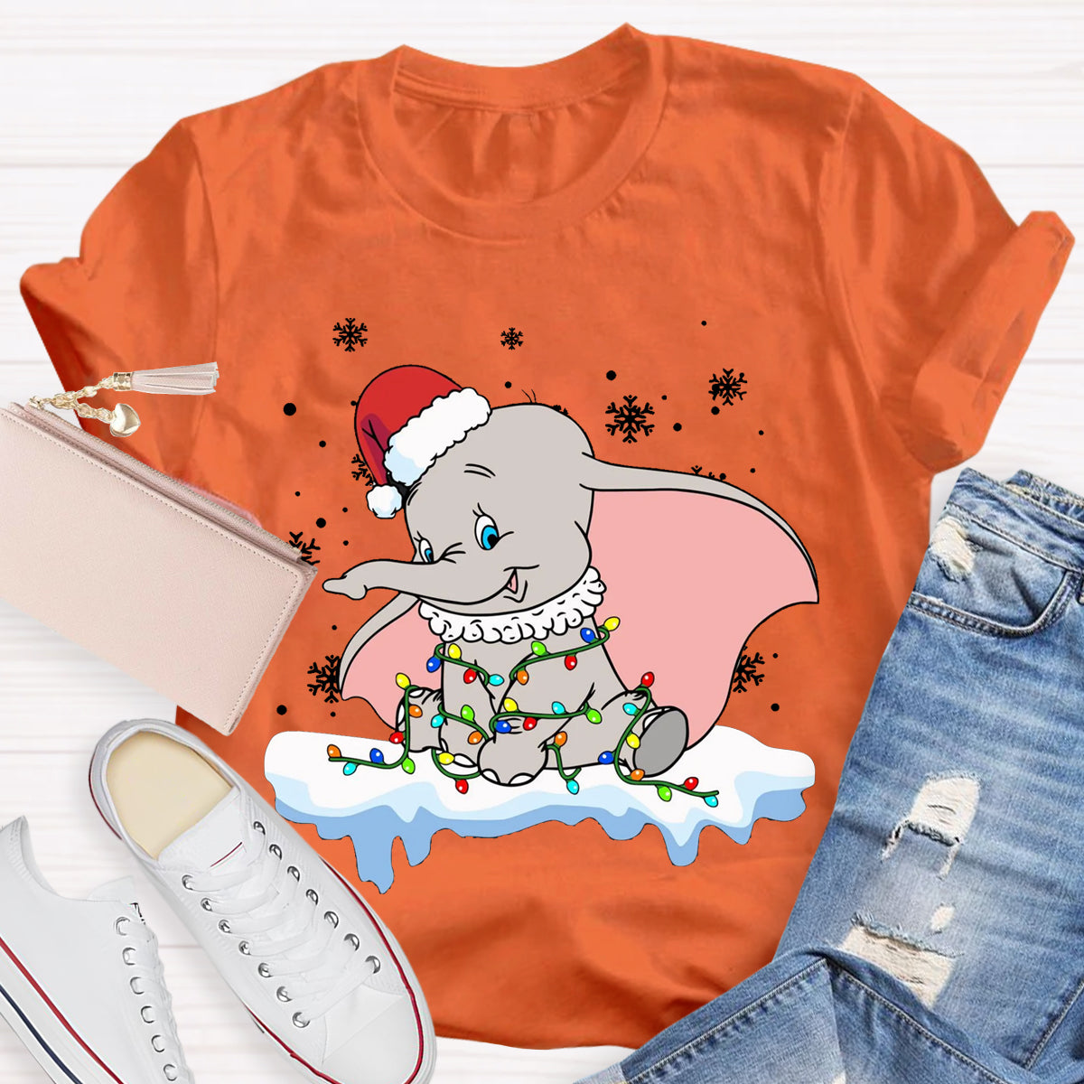 Cute Dumbo Flying Elephant Christmas T-Shirt