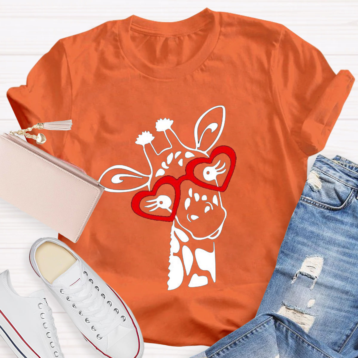 Valentines Day Giraffe  T-Shirt