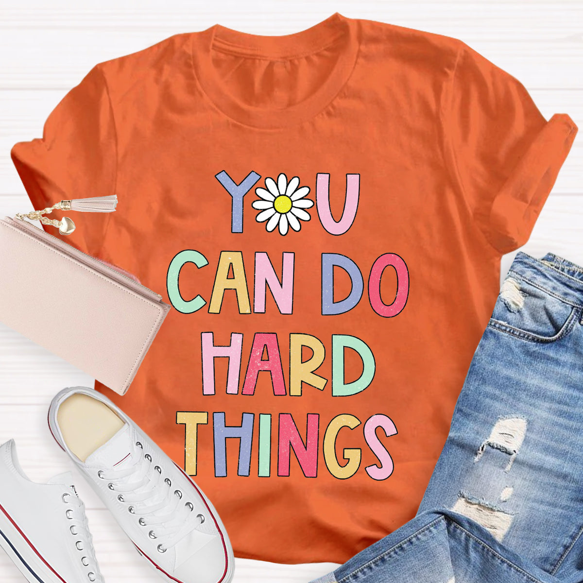 Floral You Can Do Hard Things T-shirt