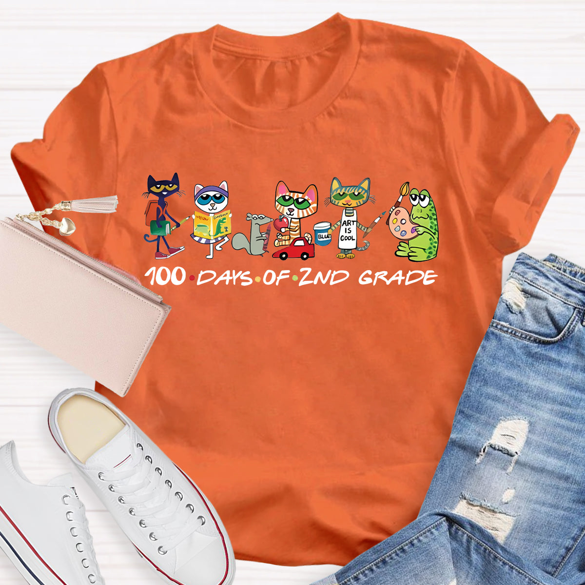 Personalized Grade 100 Days Of Second Grade Teacher T-Shirt