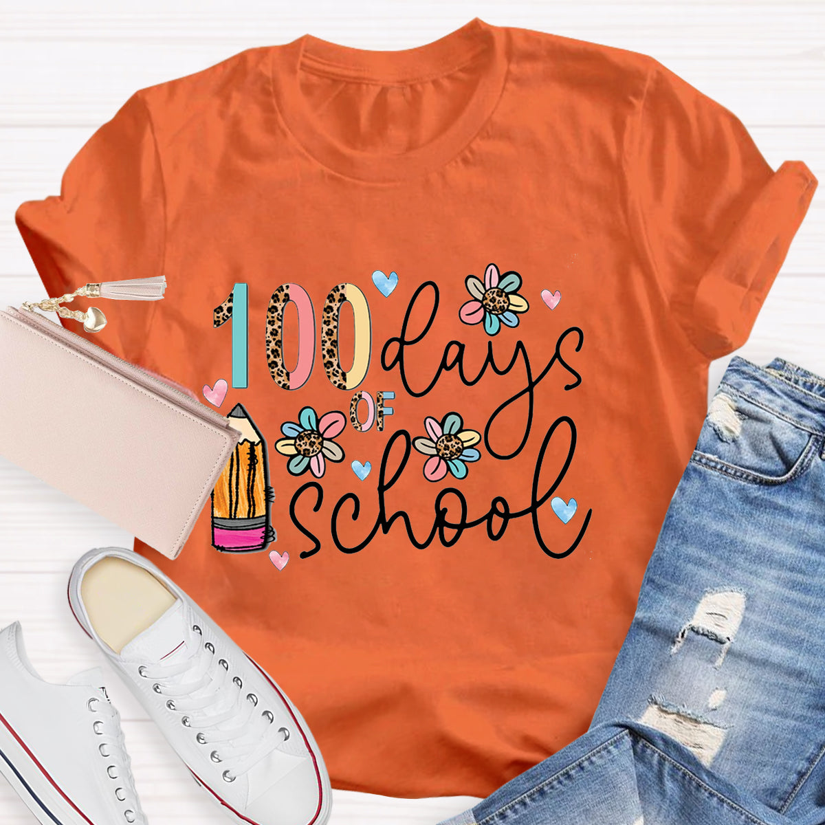 100 Days Of School Pencil Teacher T-Shirt