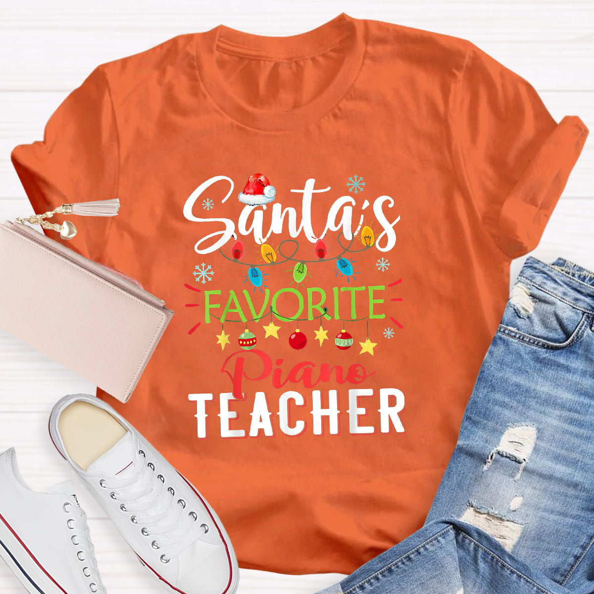 Personalized Subject Santa's Favorite Piano Teacher T-Shirt