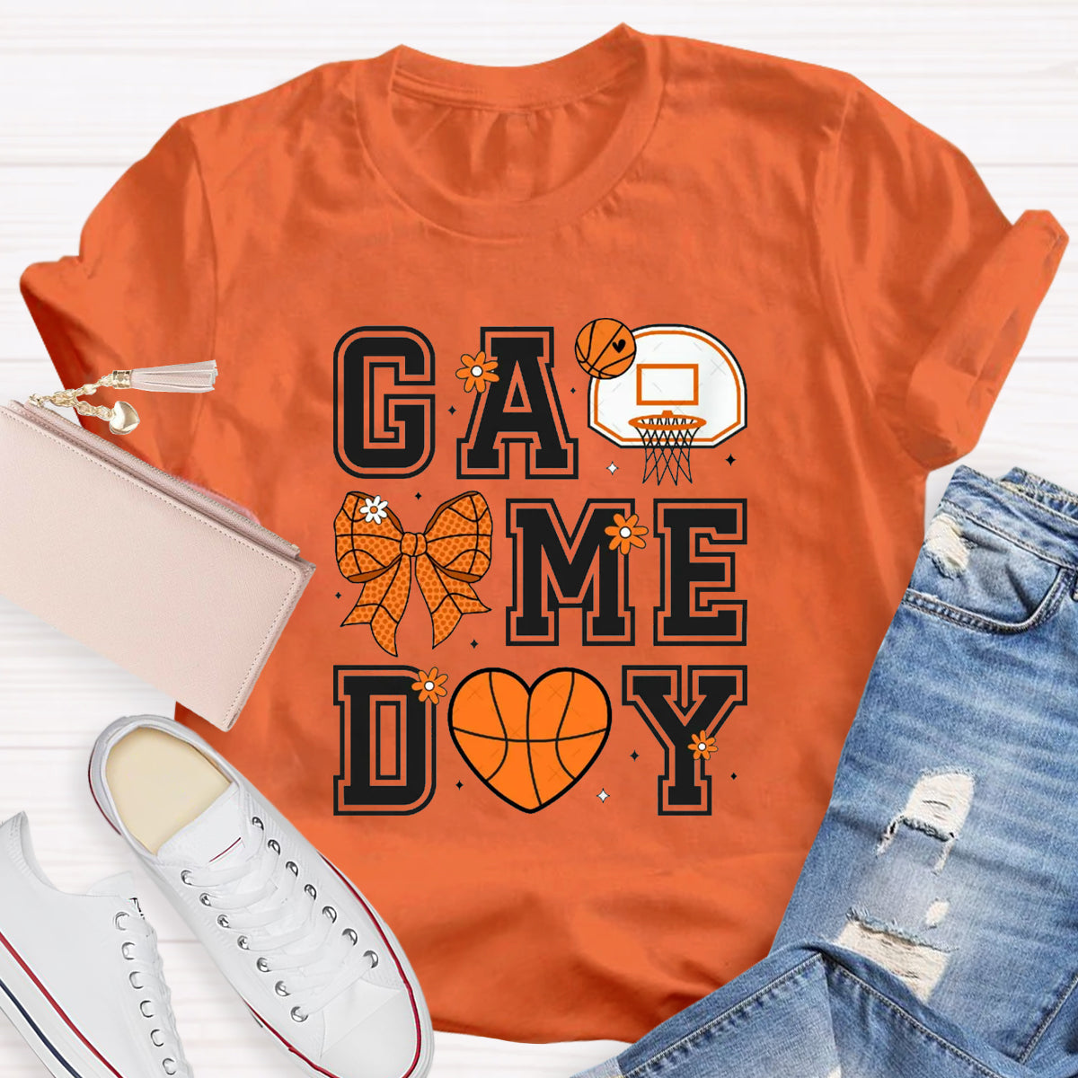 Game Day Bow Basketball T-Shirt