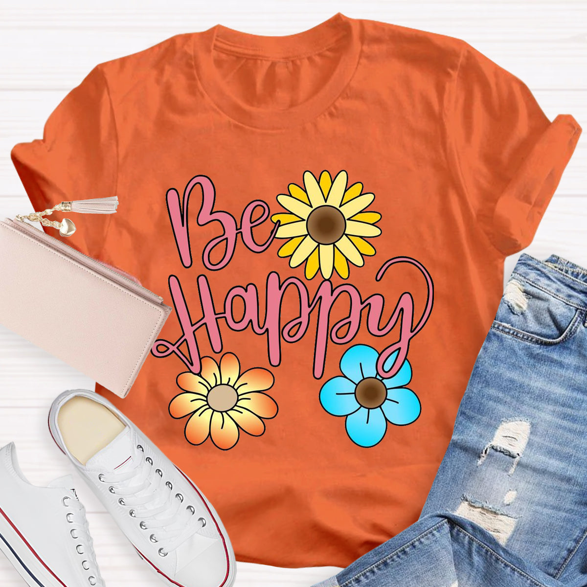 Be Happy Brighter Flower T-Shirt