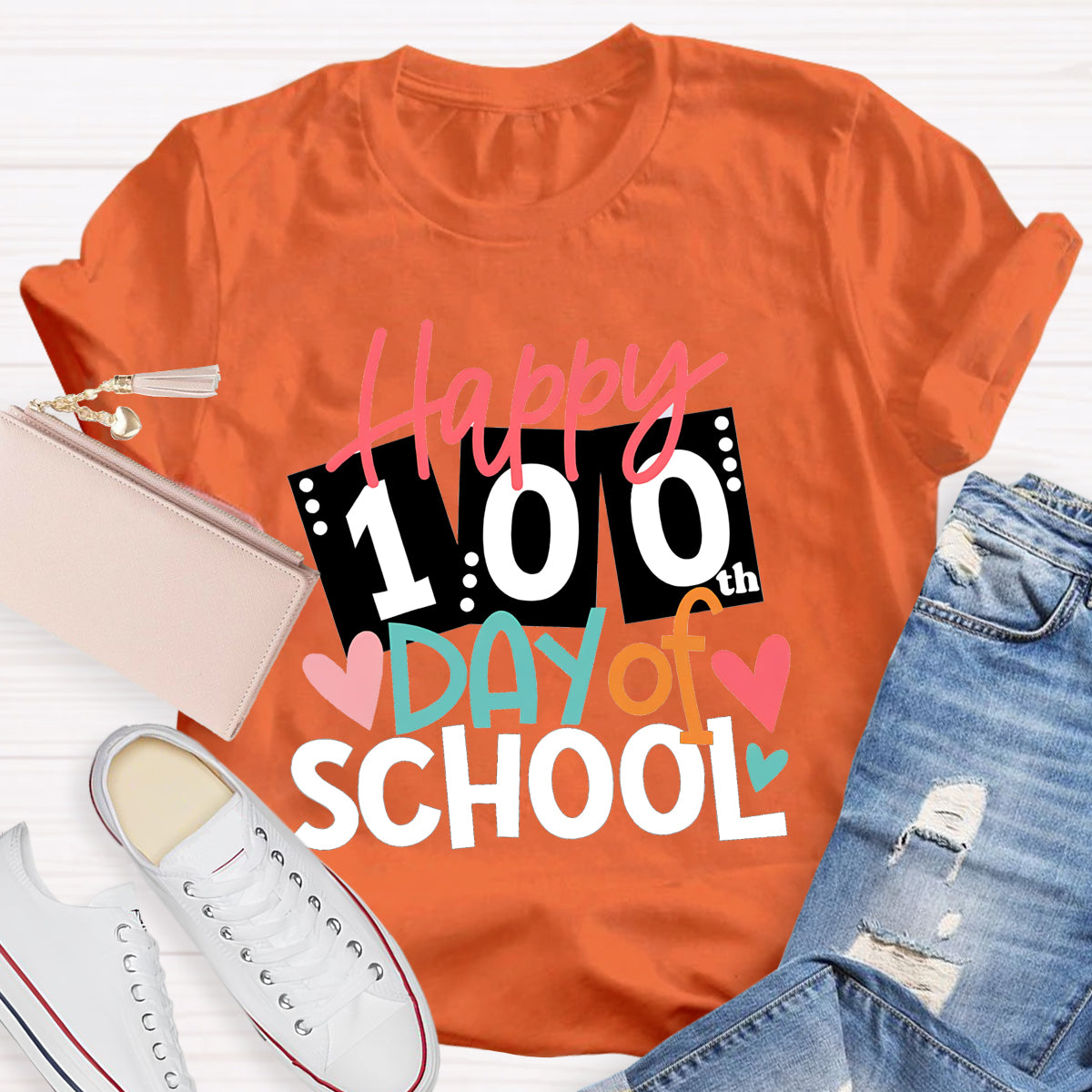 Happy 100th Days Of School Card Teacher T-Shirt