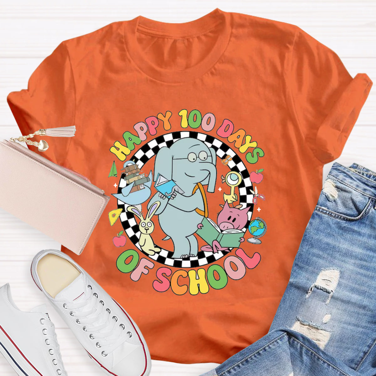 Happy 100 Days of School Elephant And Piggie Teacher T-Shirt