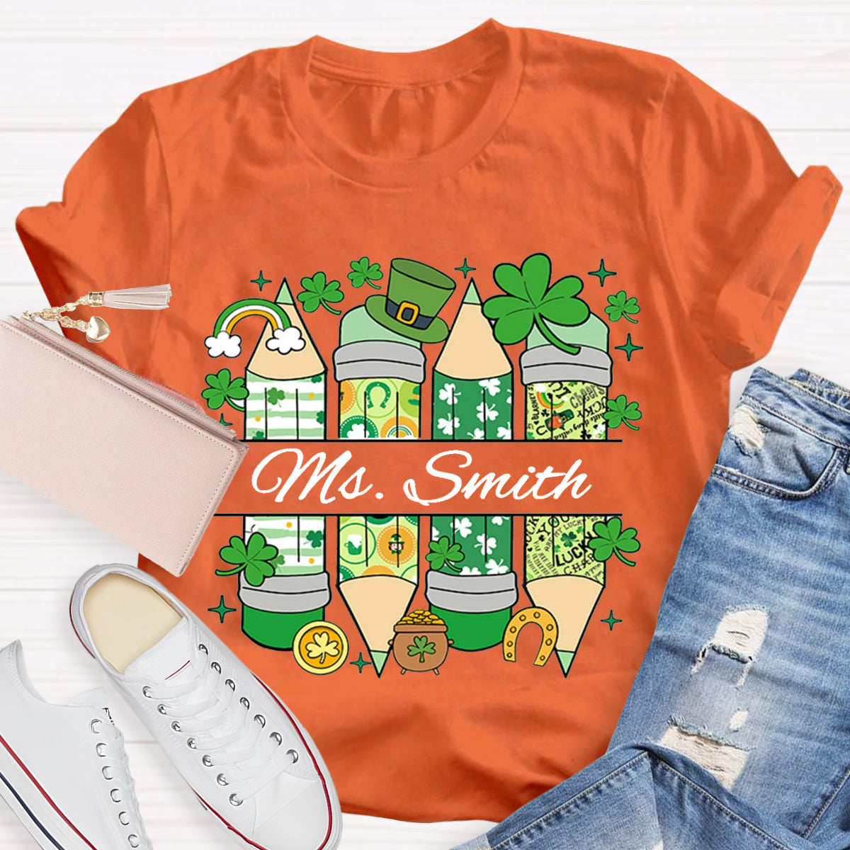 Personalized Name St. Patricks Day Teacher T-Shirt