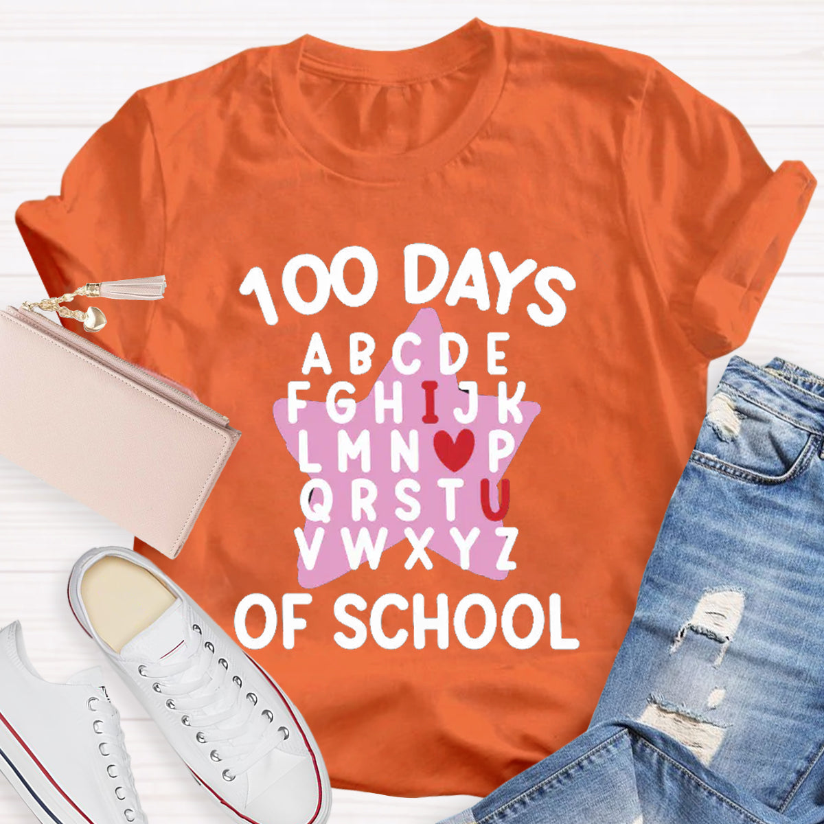 100 Days Of School Star Alphabet Teacher T-Shirt