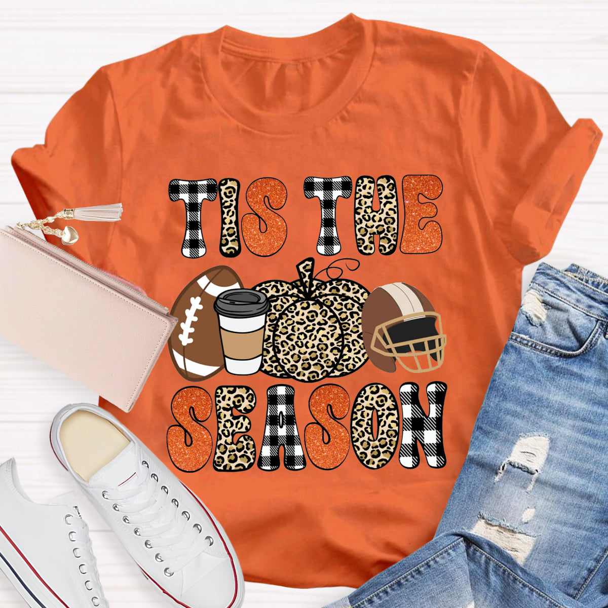 Tis The Season Game Day  Pumpkin Teacher T-Shirt