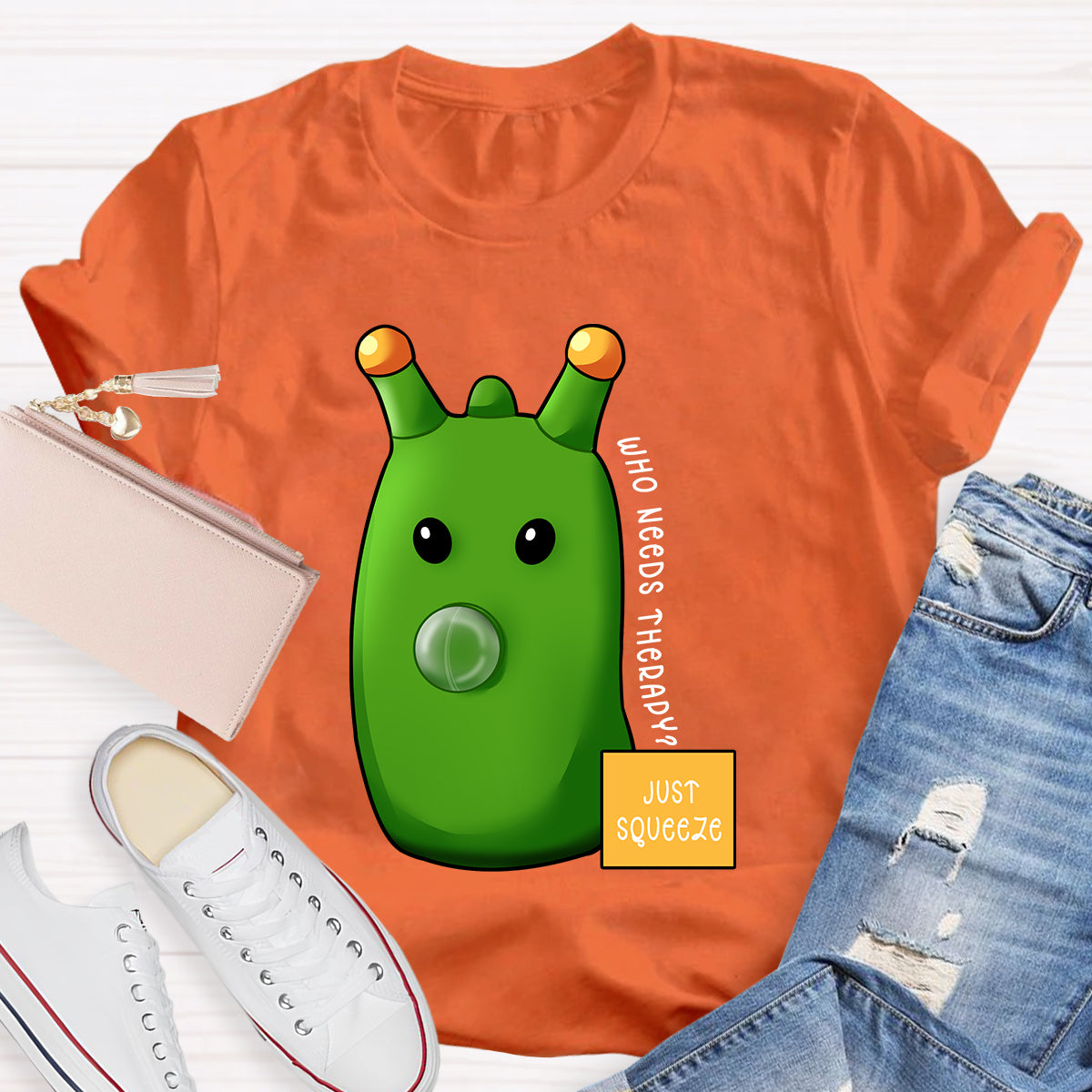 Who Needs Therapy? Just Squeeze Green Caterpillar T-Shirt