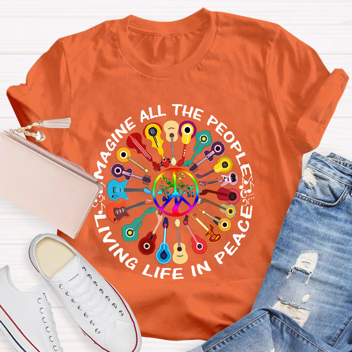 Imagine All The People Living Life In Peace T-Shirt