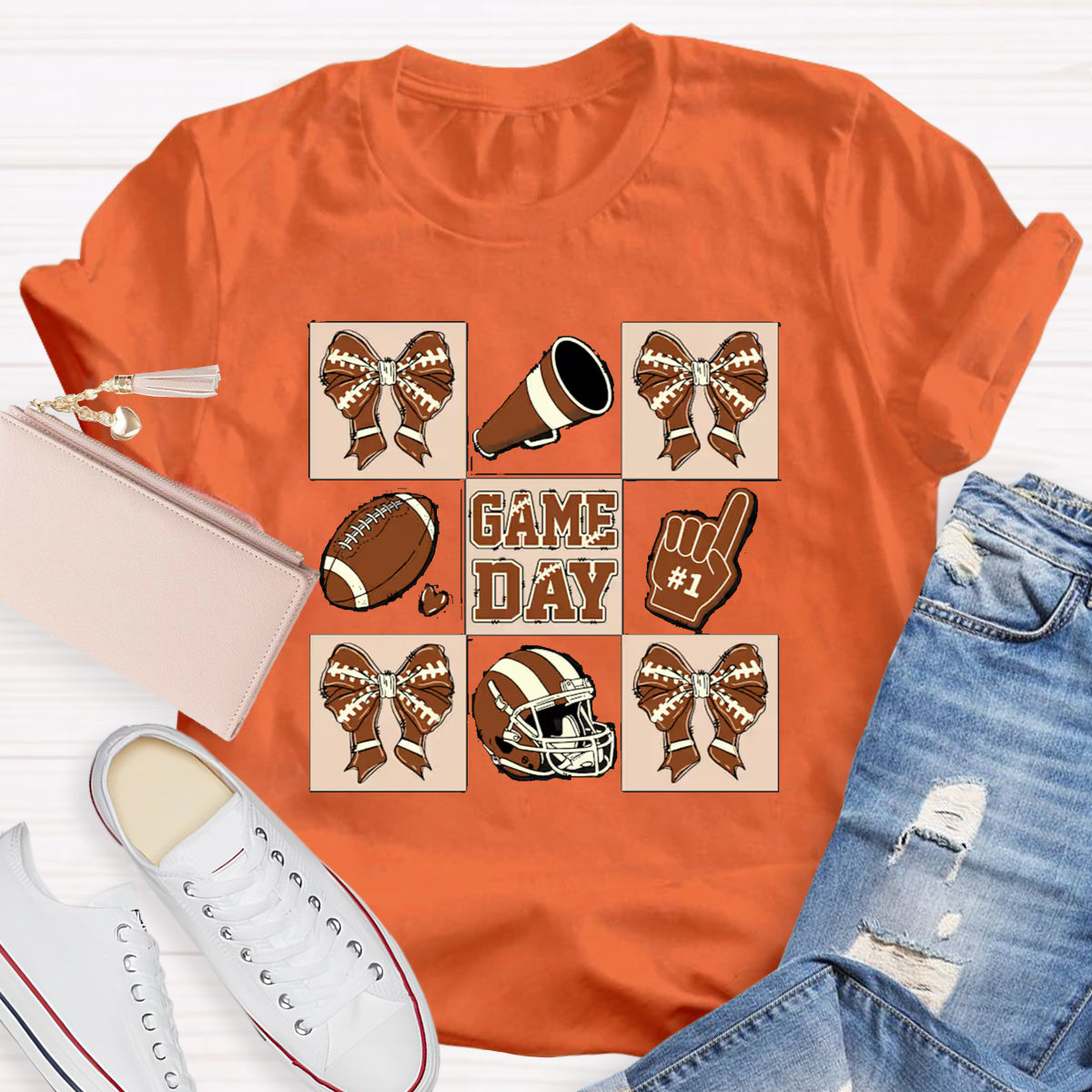 Game Day Bow Tie Baseball Teacher T-Shirt